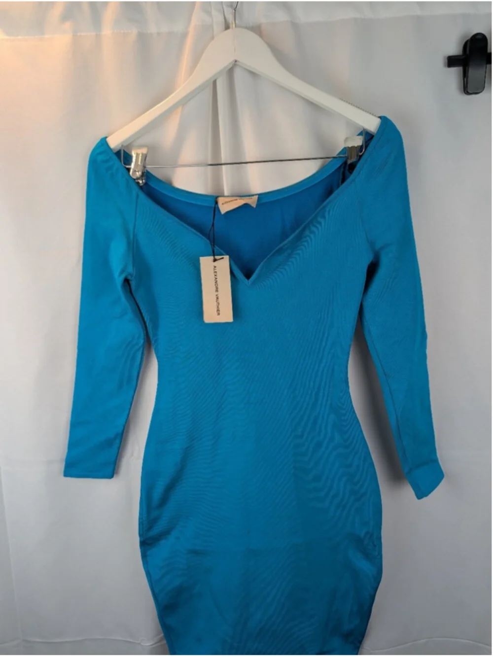 Alexandre Vauthier Off-Shoulder Turquoise Bodycon Dress Size 6(38) BNWT